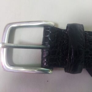 Brighton Handcrafted Italian Calfskin‎ Leather Belt, Black Crocodile 36